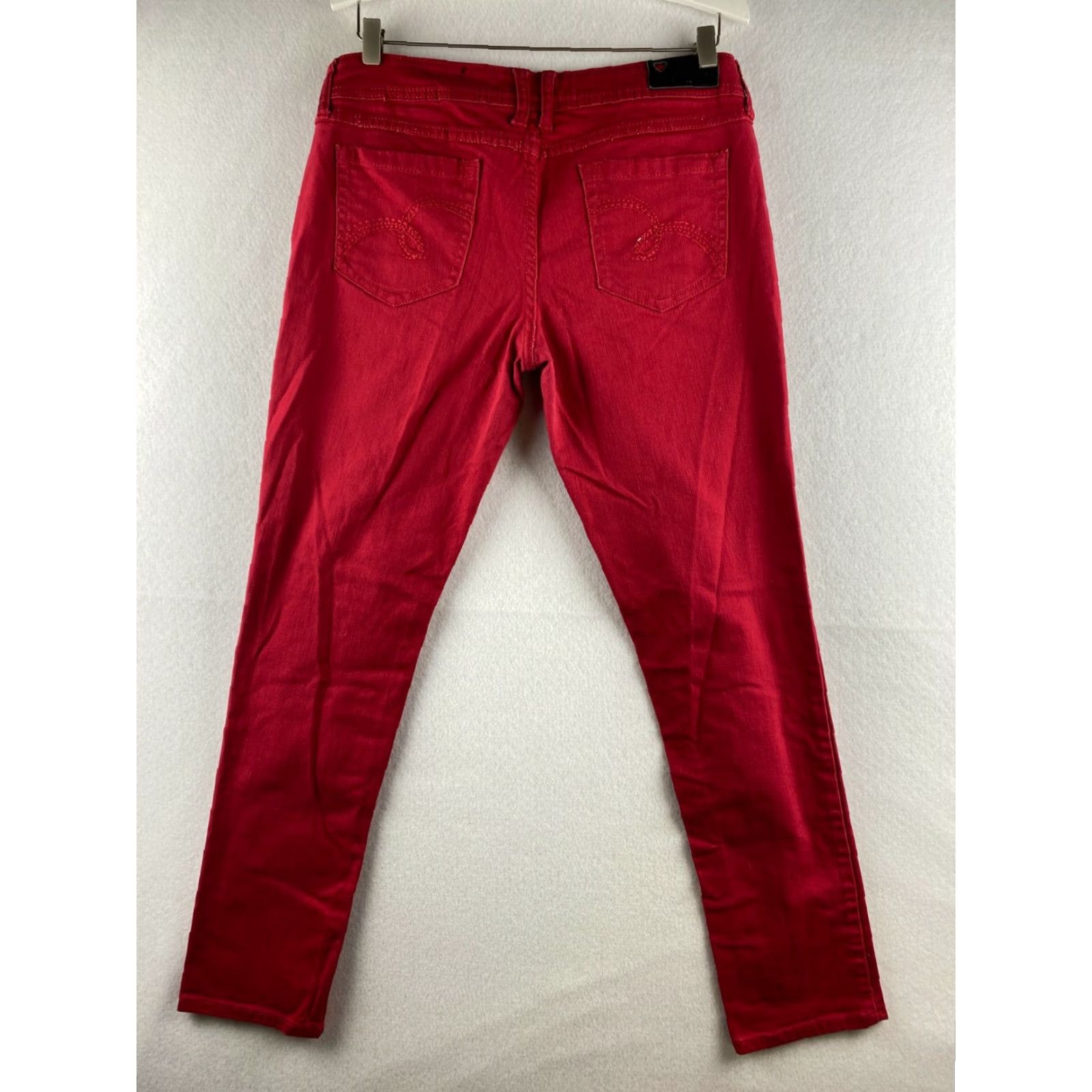Vintage Bongo Jeans Womens 13 Red Ankle Mid-Rise Stretch Denim Pants Dark Wash Casual Size 34" / US 12 / IT 48 - 7 Thumbnail