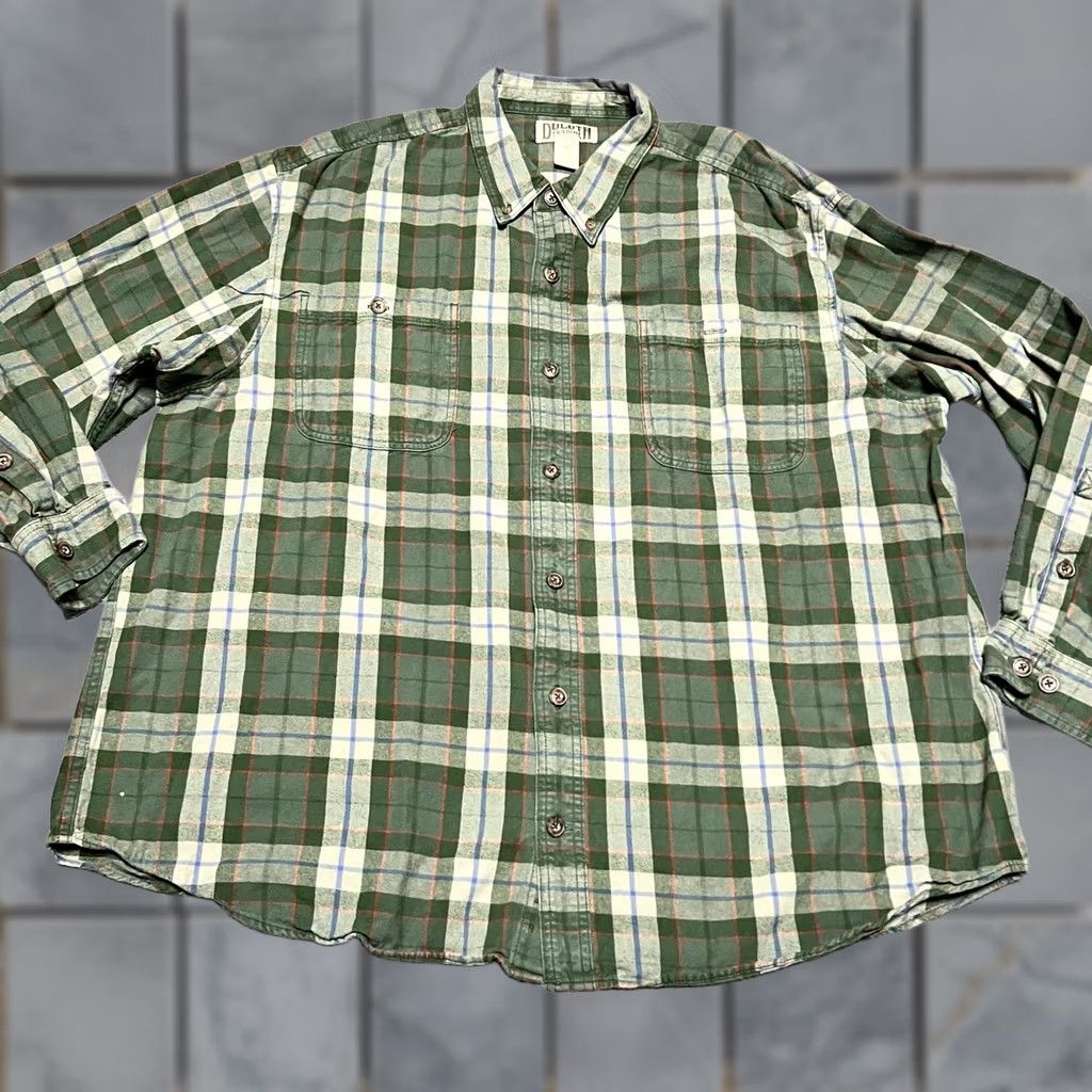 Duluth Trading Company Duluth Trading Flannel Shirt Mens 3XL Green Plaid Free Swingin Relaxed Fit Size US XXL / EU 58 / 5 - 1 Thumbnail
