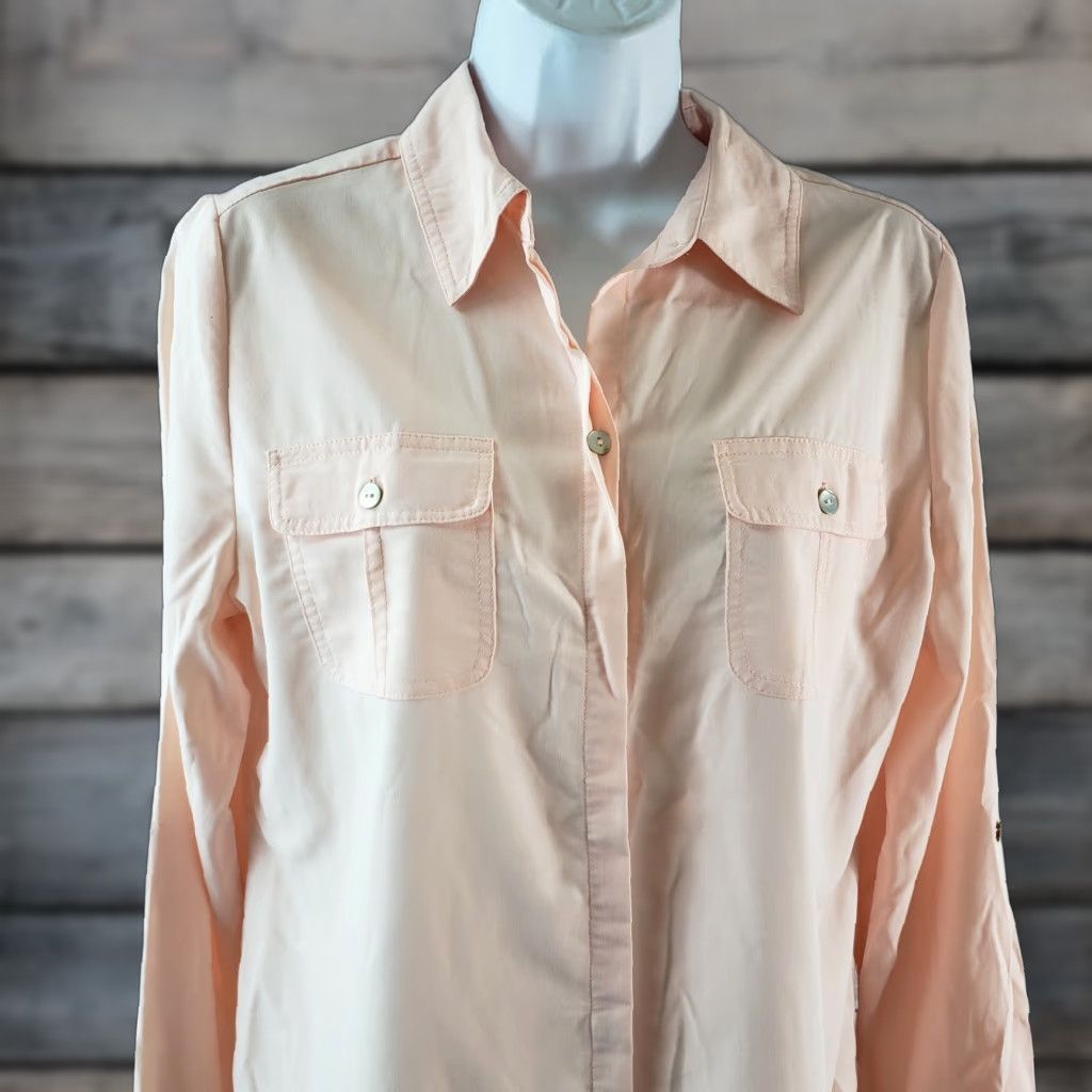 Vintage Chico's Shirt Button-Up Womens Sz S Pink Long Sleeve Modal Blend VINTAGE? No — Casual Basic Solid Size S / US 4 / IT 40 - 1 Thumbnail