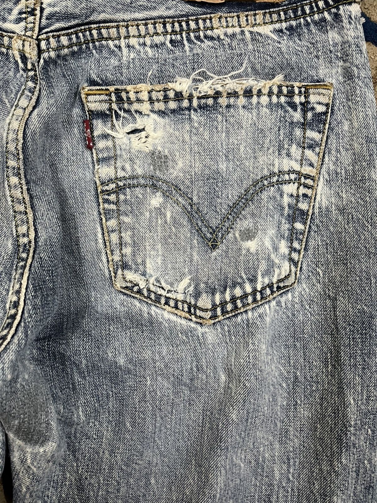 Vintage Levi’s 501 Whiskers Ripped Worn Look Denim