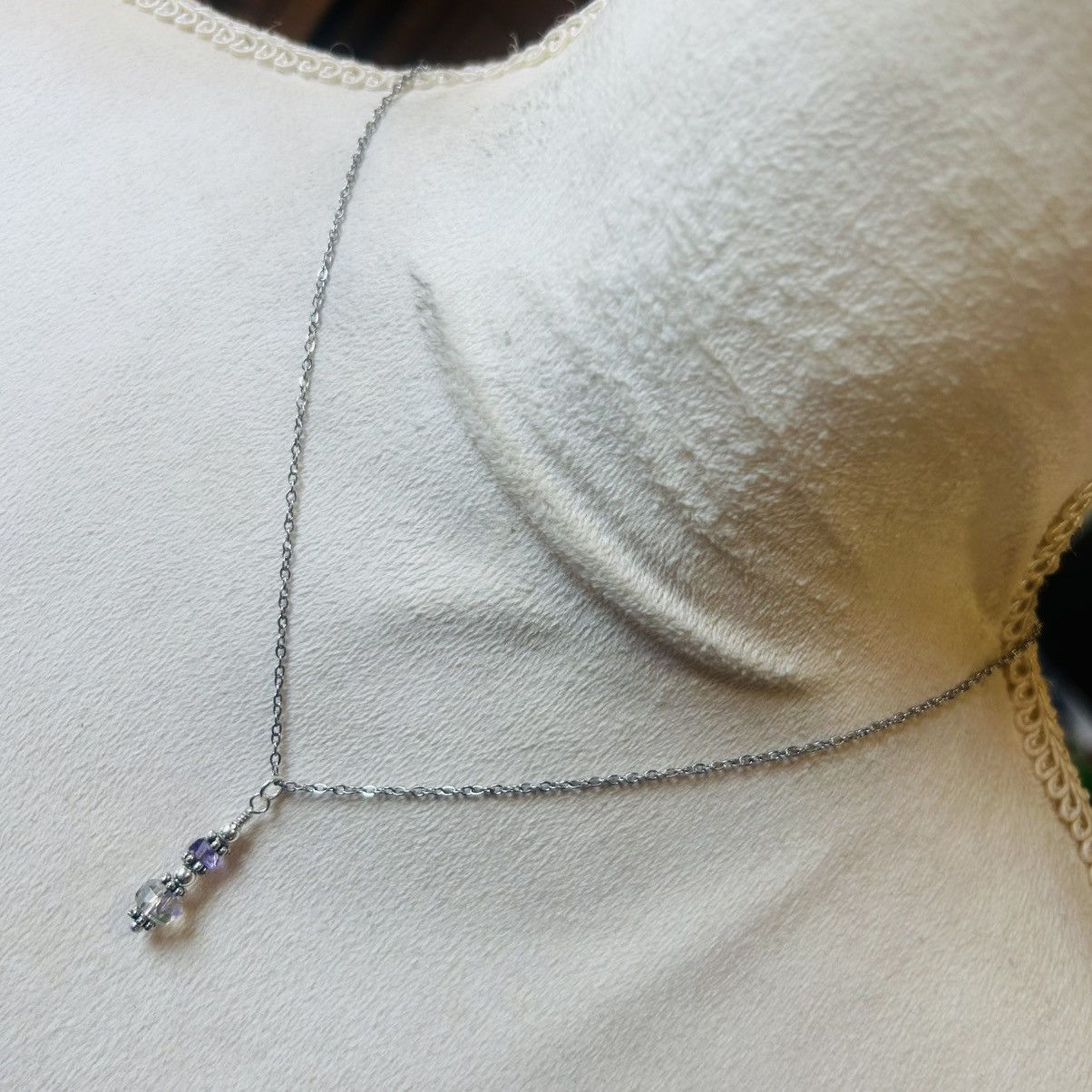 Handmade Handcrafted amethyst aurora borealis crystal necklace set Size ONE SIZE - 3 Thumbnail