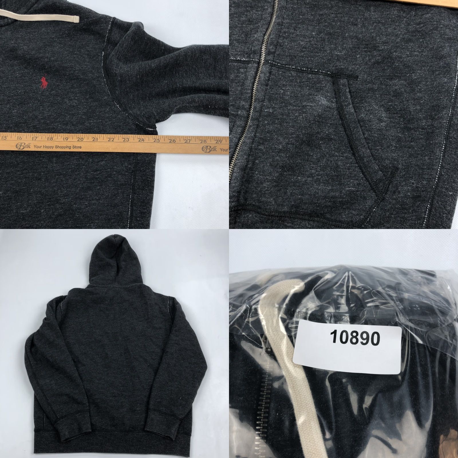 Polo Ralph Lauren Polo Ralph Lauren Men XL Dark Gray Full Zip Hoodie Sweatshirt Red Pony Logo Size US XL / EU 56 / 4 - 8 Thumbnail
