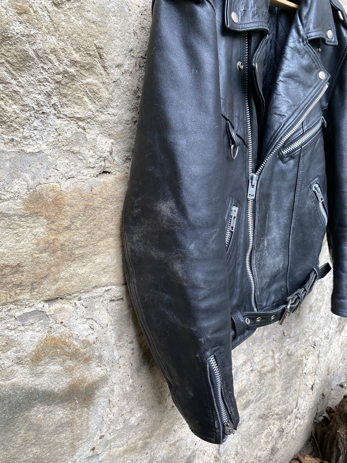 Vintage Rare Vintage 80s Distressed Leather Biker Jacket L-XL Size US XL / EU 56 / 4 - 4 Thumbnail