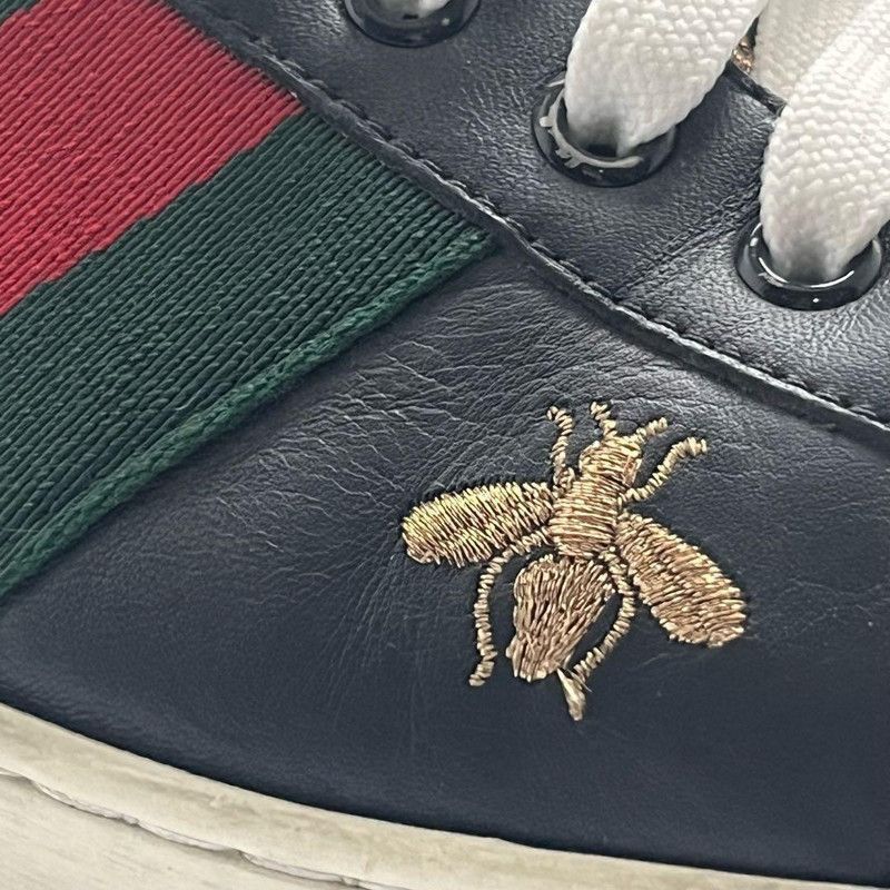 Gucci Gucci Ace Black Bee Embroidery Low-Top Sneakers Size US 9.5 / EU 42-43 - 8 Thumbnail