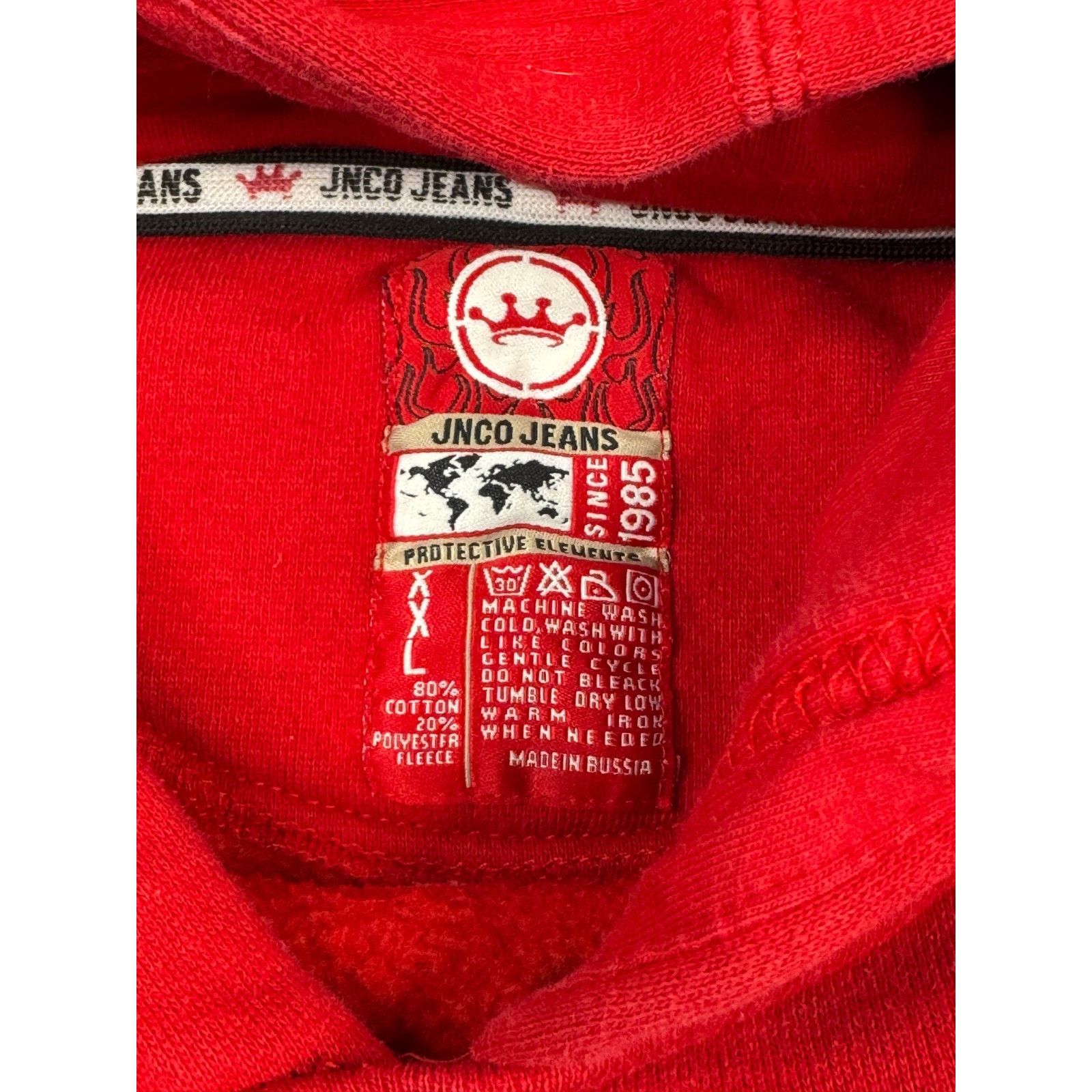 JNCO Vtg JNCO Jeans Red Hoodie XXL 85 Crown Logo Made in Russia Size US XXL / EU 58 / 5 - 11 Thumbnail