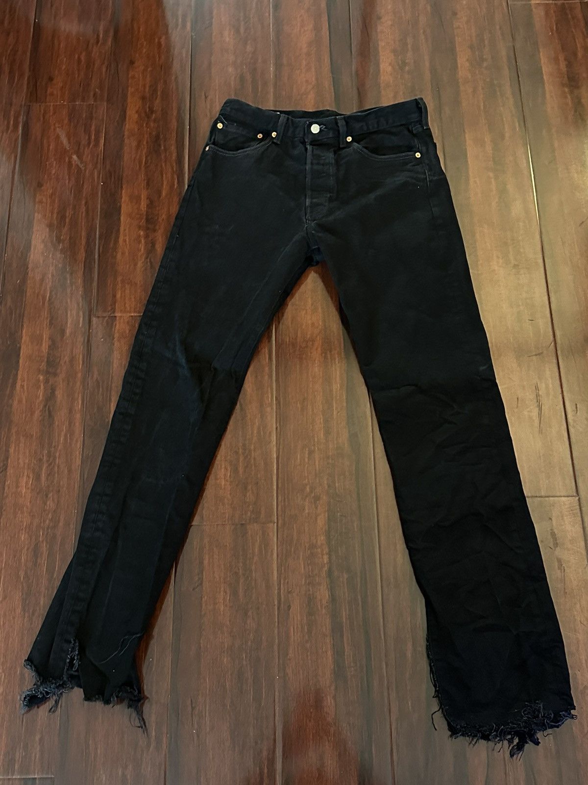 Levi's Vintage Clothing Black Distressed 501’s Size US 32 / EU 48 - 1 Thumbnail
