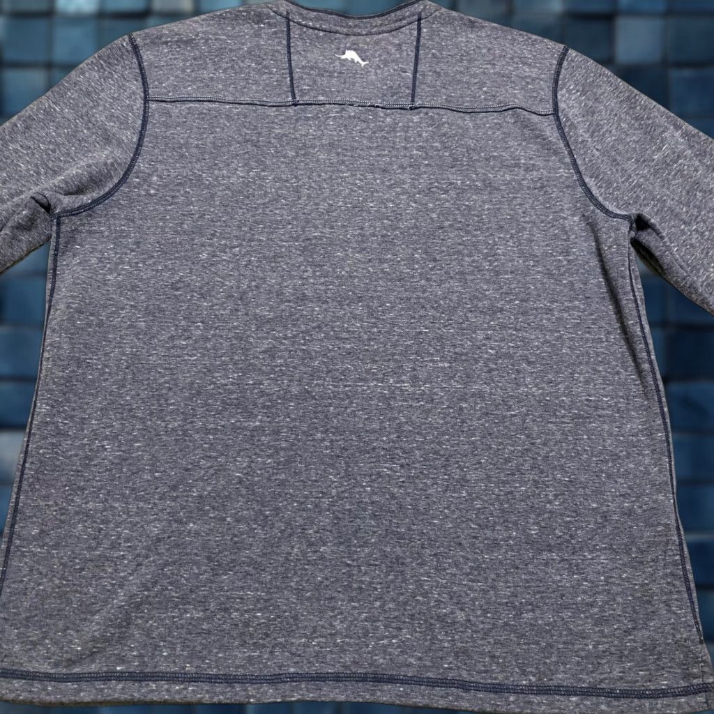 Tommy Bahama Tommy Bahama Mens Shirt Gray V-Neck Long Sleeve Cotton Blend Shirt M Adult Mens Size US M / EU 48-50 / 2 - 1 Thumbnail