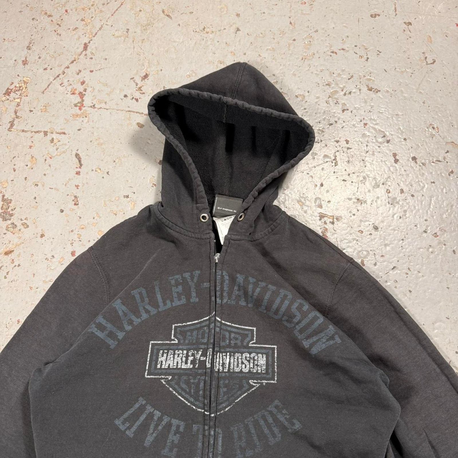 Harley Davidson Black thrashed harley davidson Zipup Hoodie Size M / US 6-8 / IT 42-44 - 3 Thumbnail