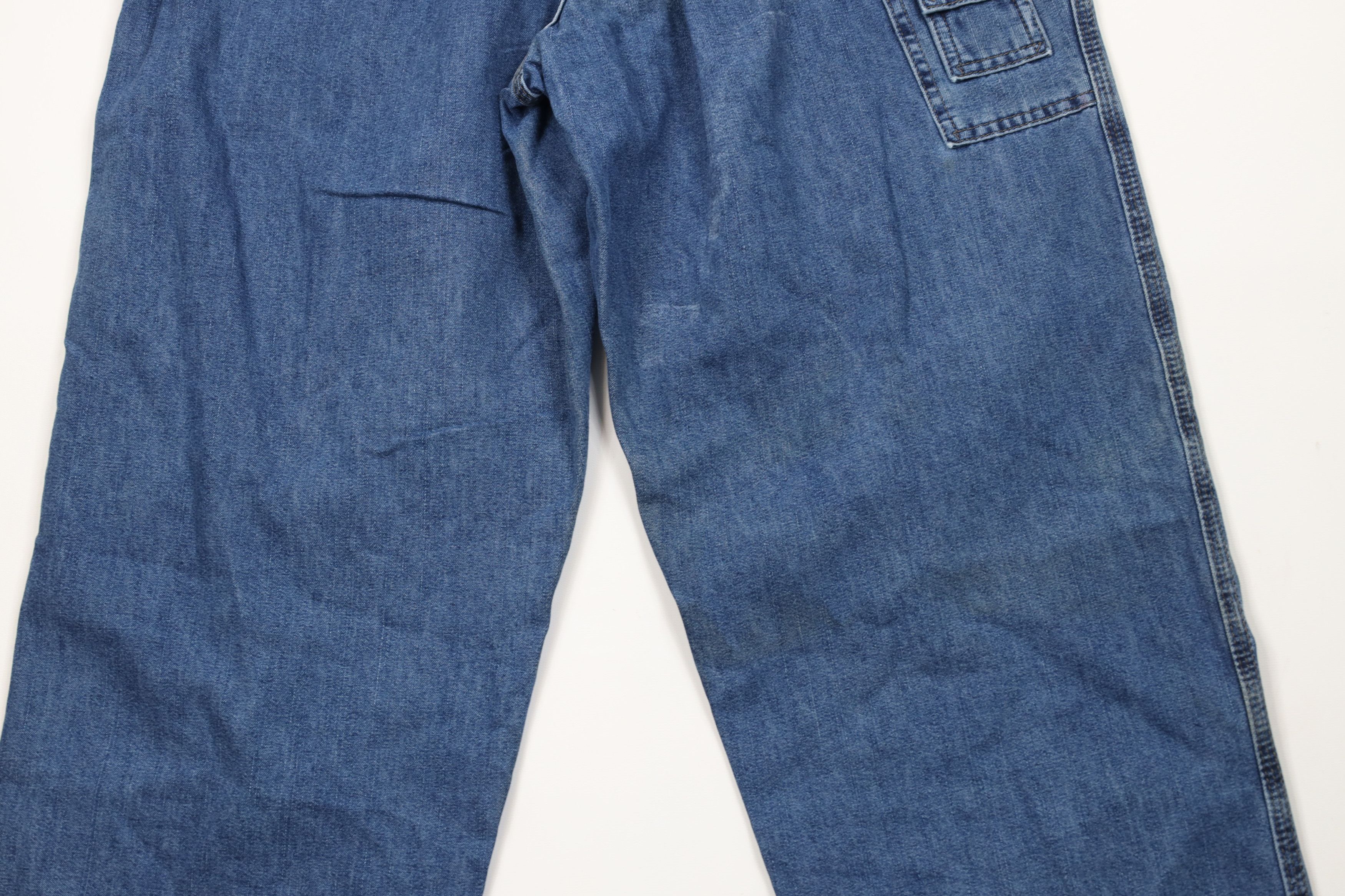 Lee × Vintage Vintage 90s Lee Rivet Wide Leg Dungaree Denim Jeans Blue Size 38" / US 16 / IT 52 - 13 Thumbnail