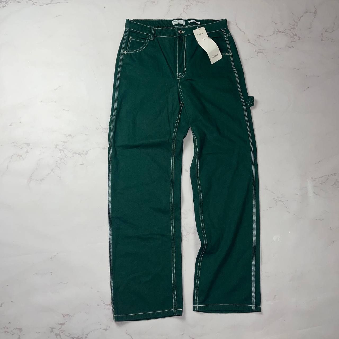 Vintage Bershka straight dark green cargo jeans Work style Carhartt Size US 40 / EU 56 - 1 Thumbnail