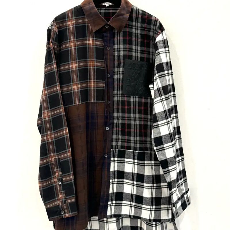Loewe Loewe Gray Cotton Patchwork Shirt 0089 Size US S / EU 44-46 / 1 - 1 Thumbnail