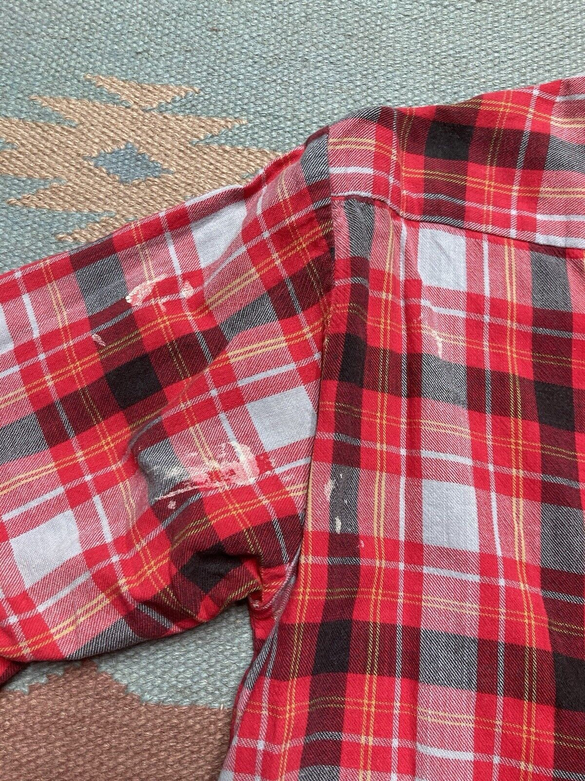 Vintage VTG 70s cotton flannel Mr Leggs check soft red plaid small Size US S / EU 44-46 / 1 - 8 Thumbnail