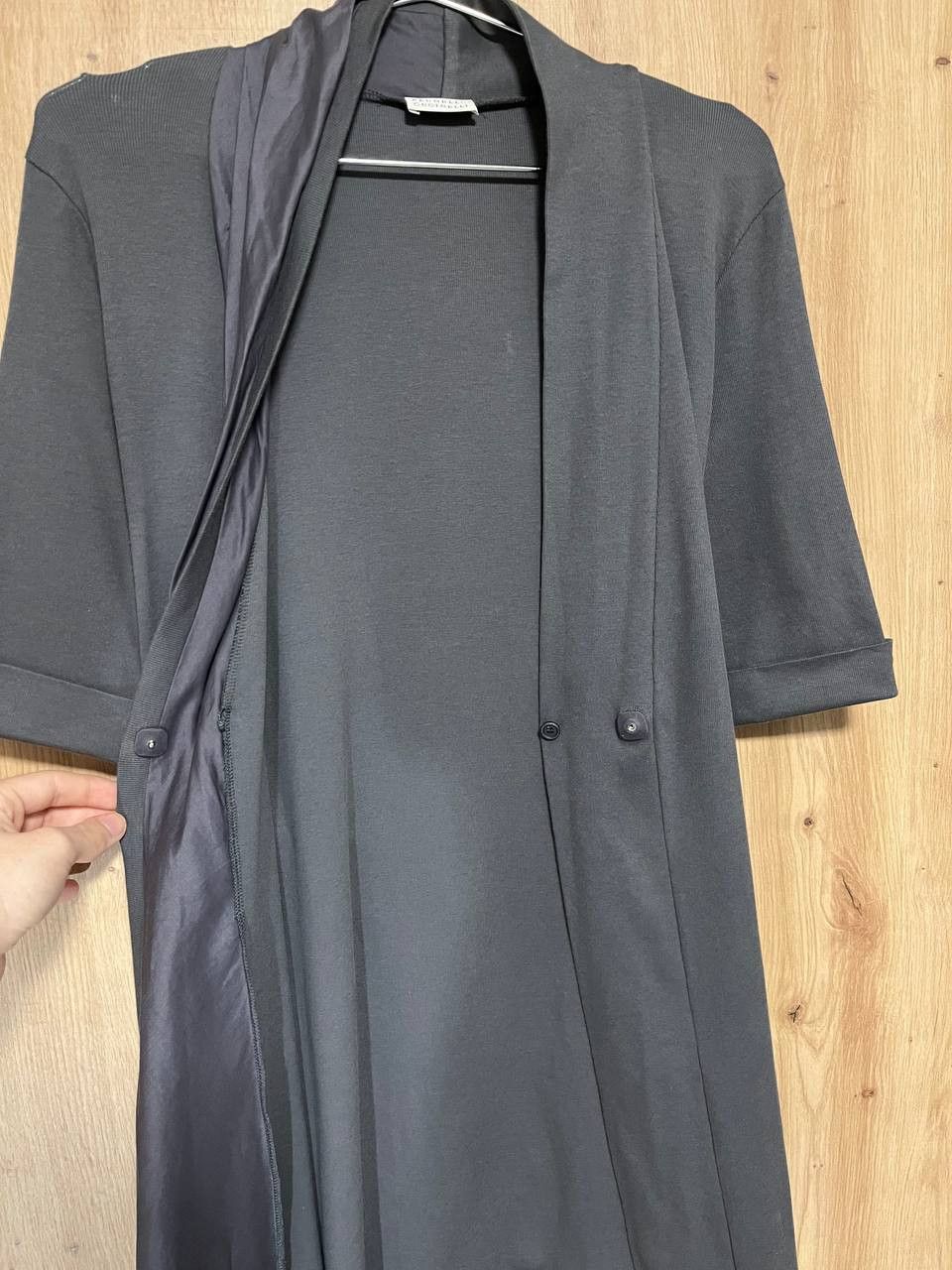 Brunello Cucinelli Brunello Cucinelli Gray Cotton Short Sleeve Top Midi Dress Size L / US 10 / IT 46 - 9 Thumbnail