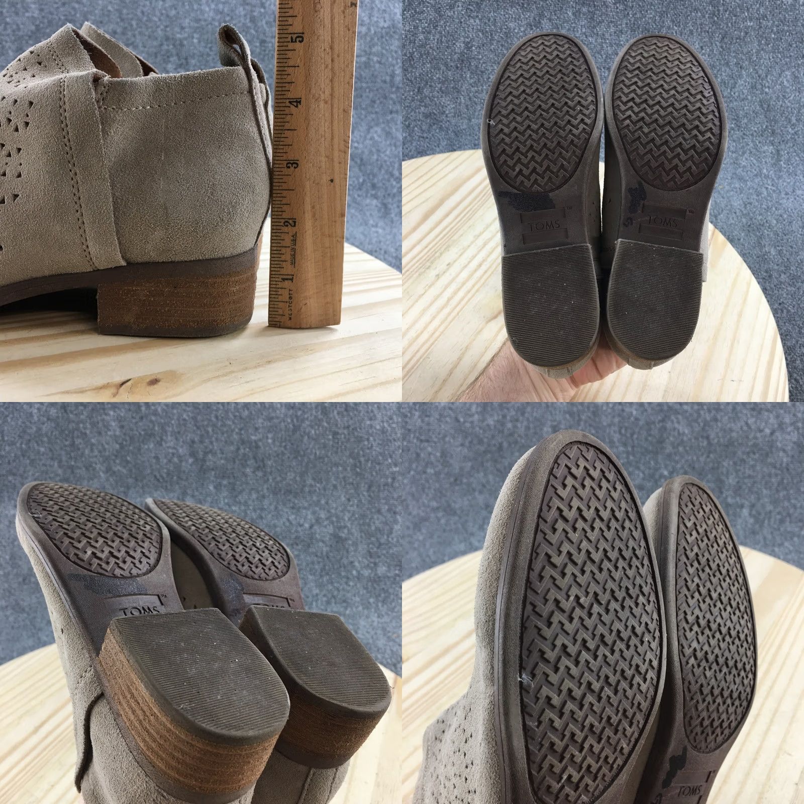 Toms TOMS Boots Womens 6.5 Deia Bootie Beige Perforated Casual Block Heels Ankle Top Boots Size M / US 6-8 / IT 42-44 - 9 Thumbnail