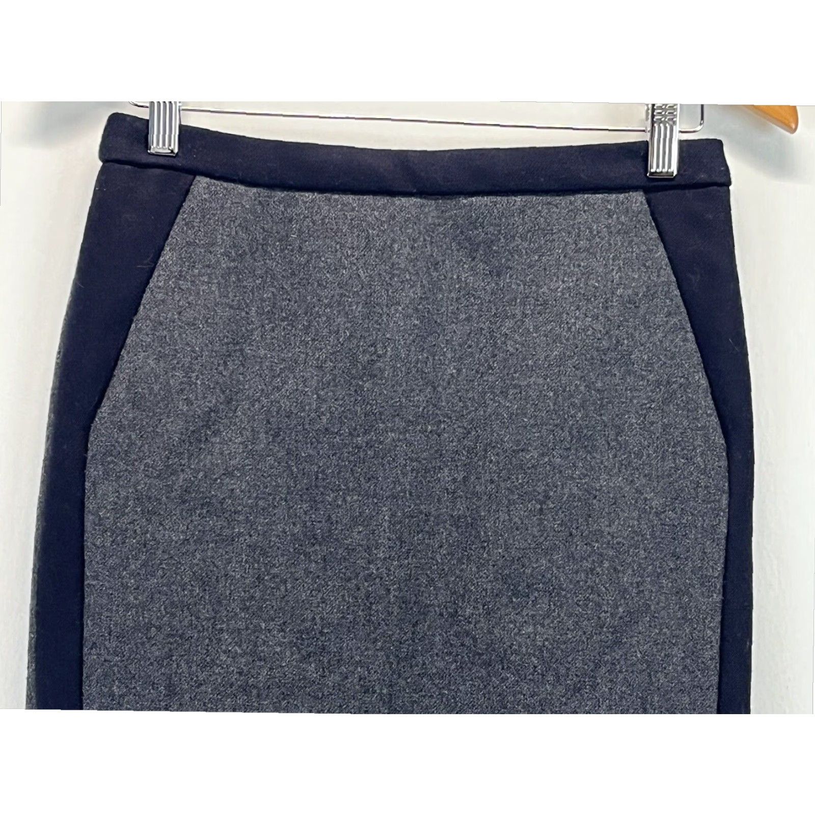 J.Crew J.CREW Women's Gray Navy Wool Pencil Skirt Knee Length Sz 2 Classic Career Size 26" / US 2 / IT 38 - 2 Thumbnail
