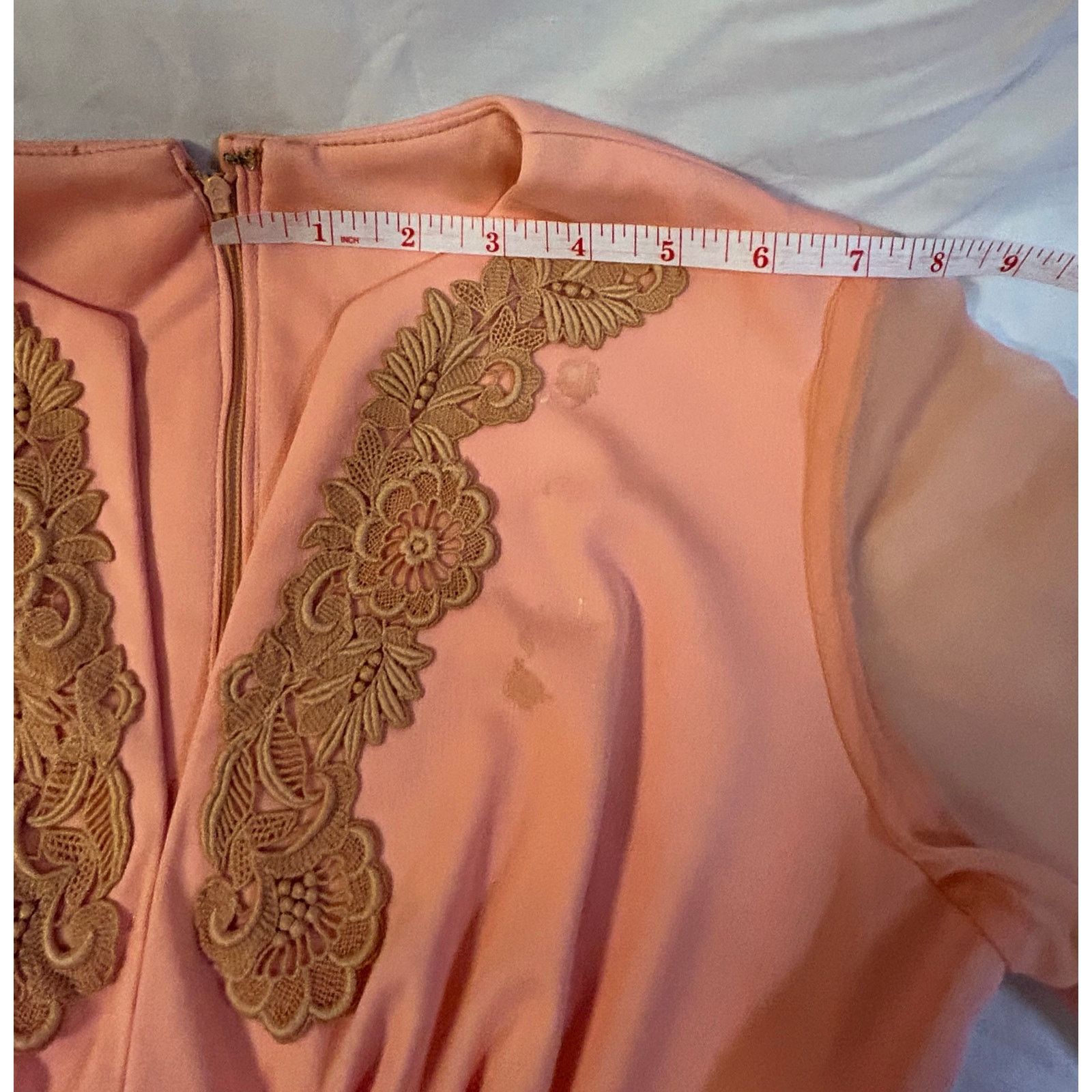 Other Peachy Vintage Elegance - Timeless Sheer Sleeve Gown Size 0 Size XS / US 0-2 / IT 36-38 - 6 Thumbnail