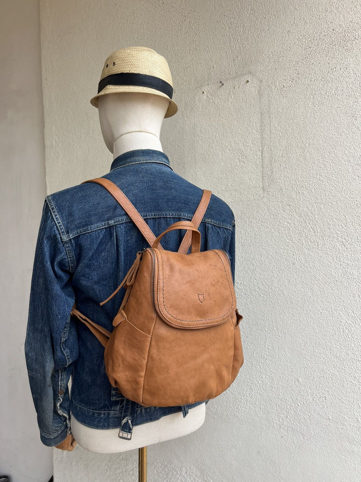 Leather Vintage Marmelo Tokyo Patina Leather Mini Backpack Bag Size ONE SIZE - 1 Thumbnail