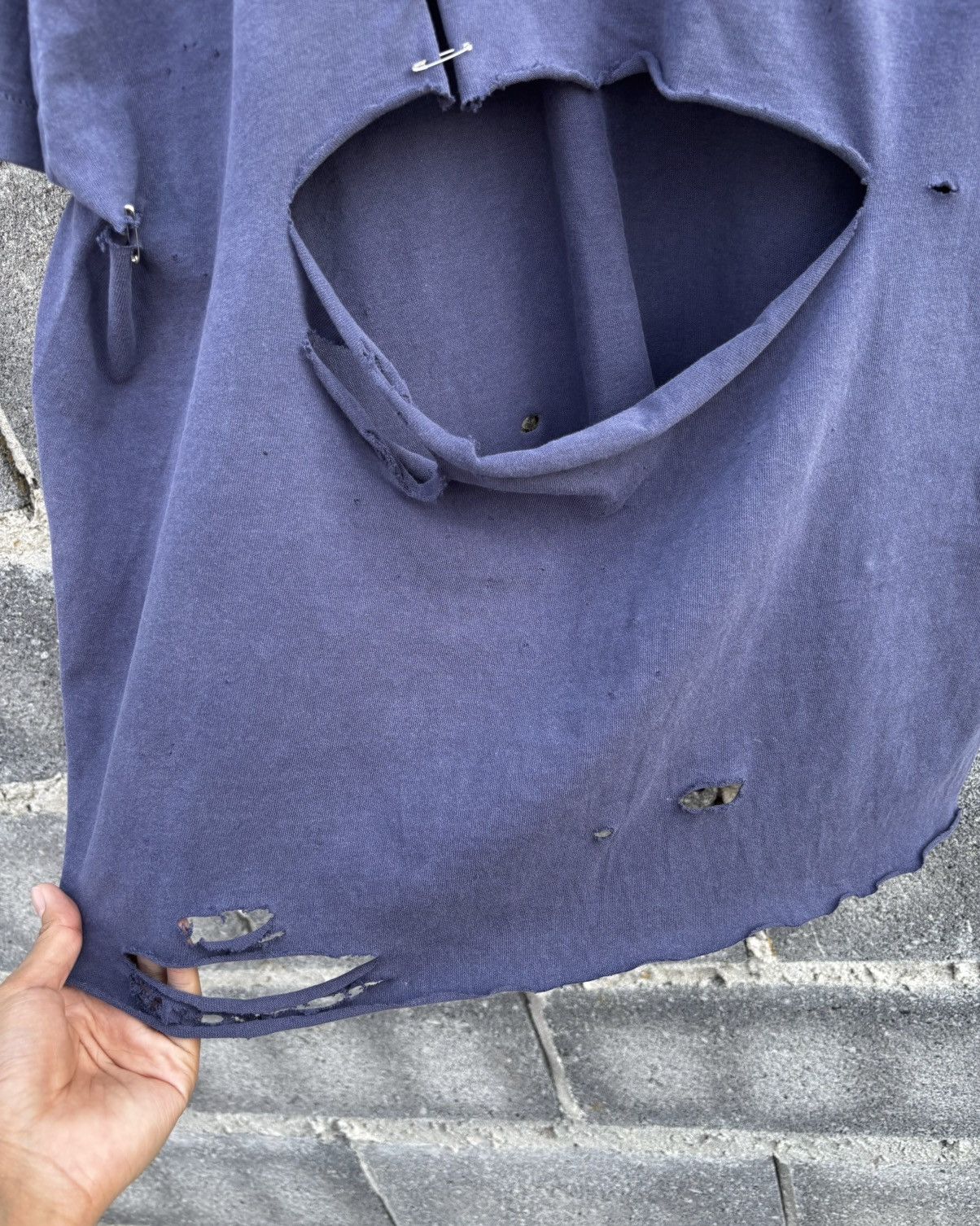 Vintage Thrashed Distressed Faded 90s T Shirt Navy ERD Grunge Size US XL / EU 56 / 4 - 12 Thumbnail