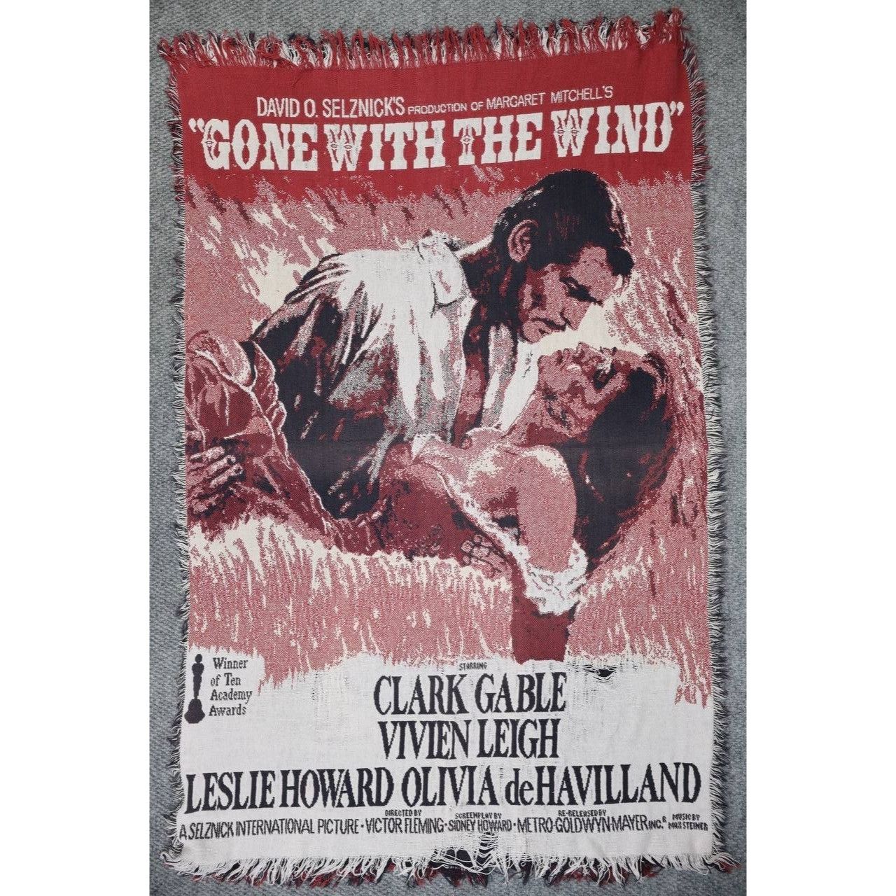 Vintage Vintage Gone With the Wind 1993 Woven Tapestry Throw Blanket Size ONE SIZE - 1 Thumbnail