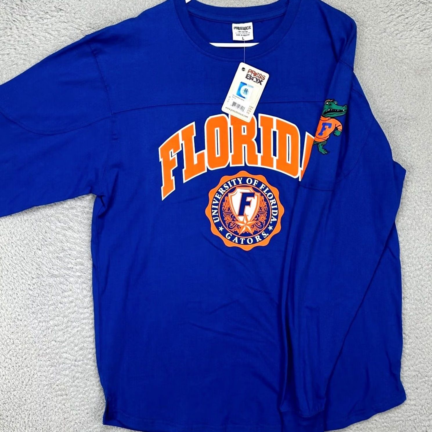 Vintage Press Box Florida Gators Shirt Adult Large Blue Long Sleeve Tee T-Shirt Mens Press Box NEW Size US L / EU 52-54 / 3 - 4 Thumbnail