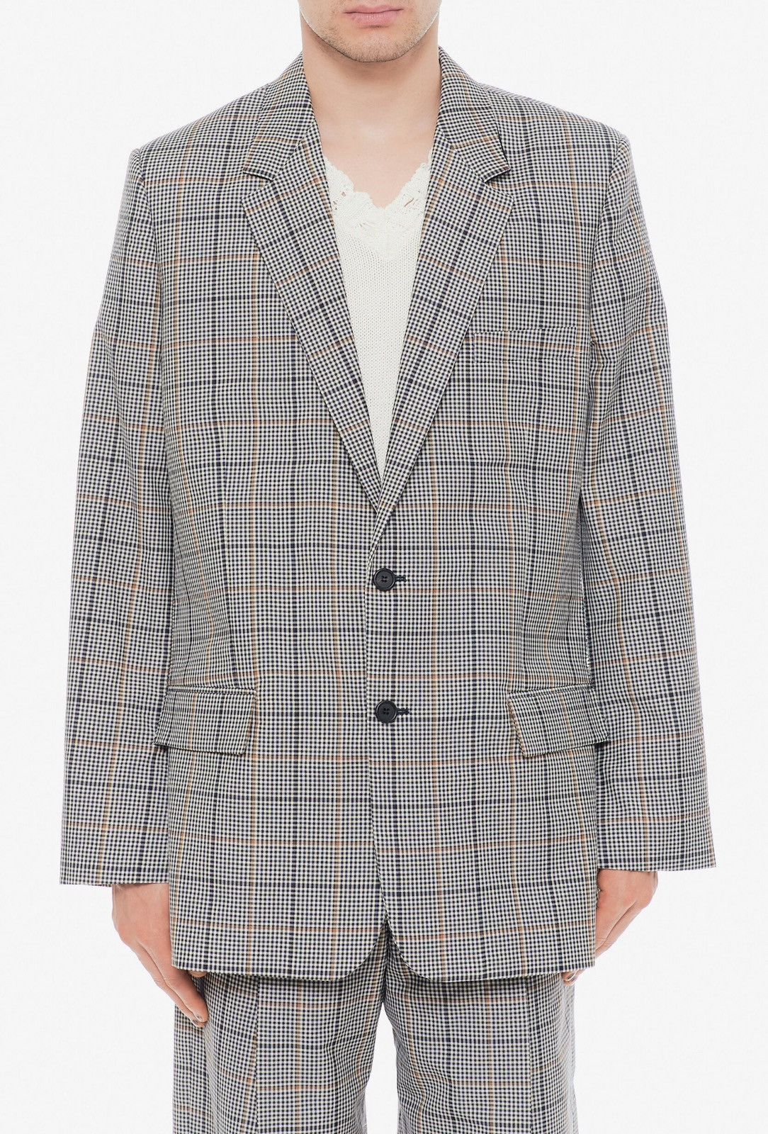 Marni Last Size Marni Grey Plaid Check Single Breast Blazer Size US L / EU 52-54 / 3 - 1 Thumbnail
