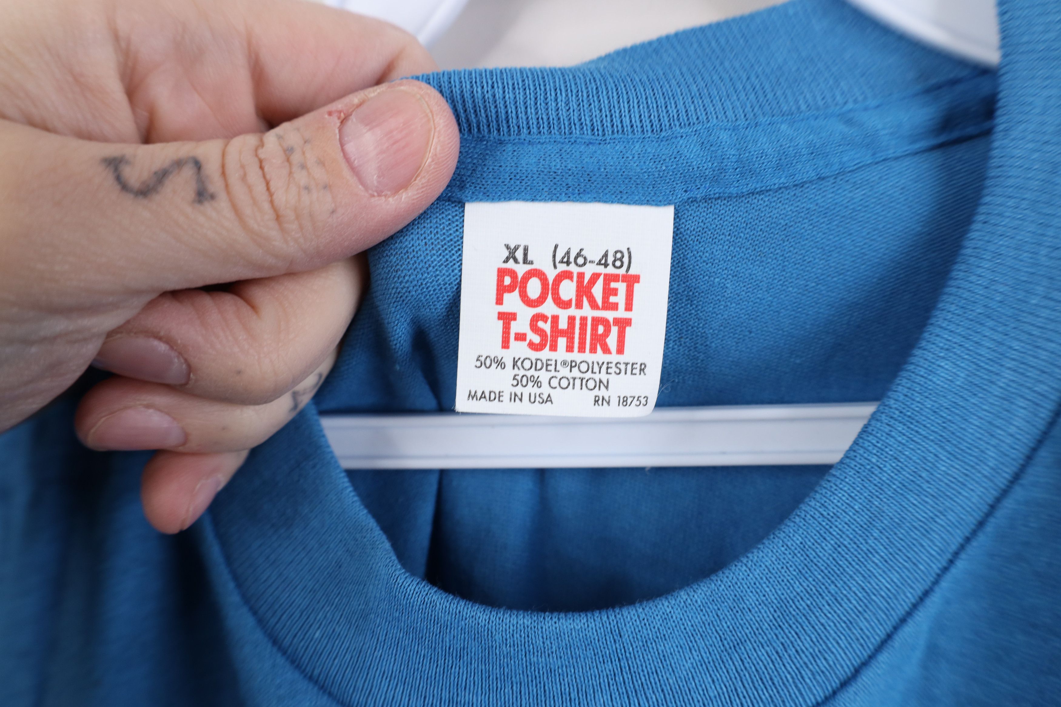 Vintage Vintage 70s Streetwear Short Sleeve Pocket T-Shirt Blue USA Size US XL / EU 56 / 4 - 7 Thumbnail