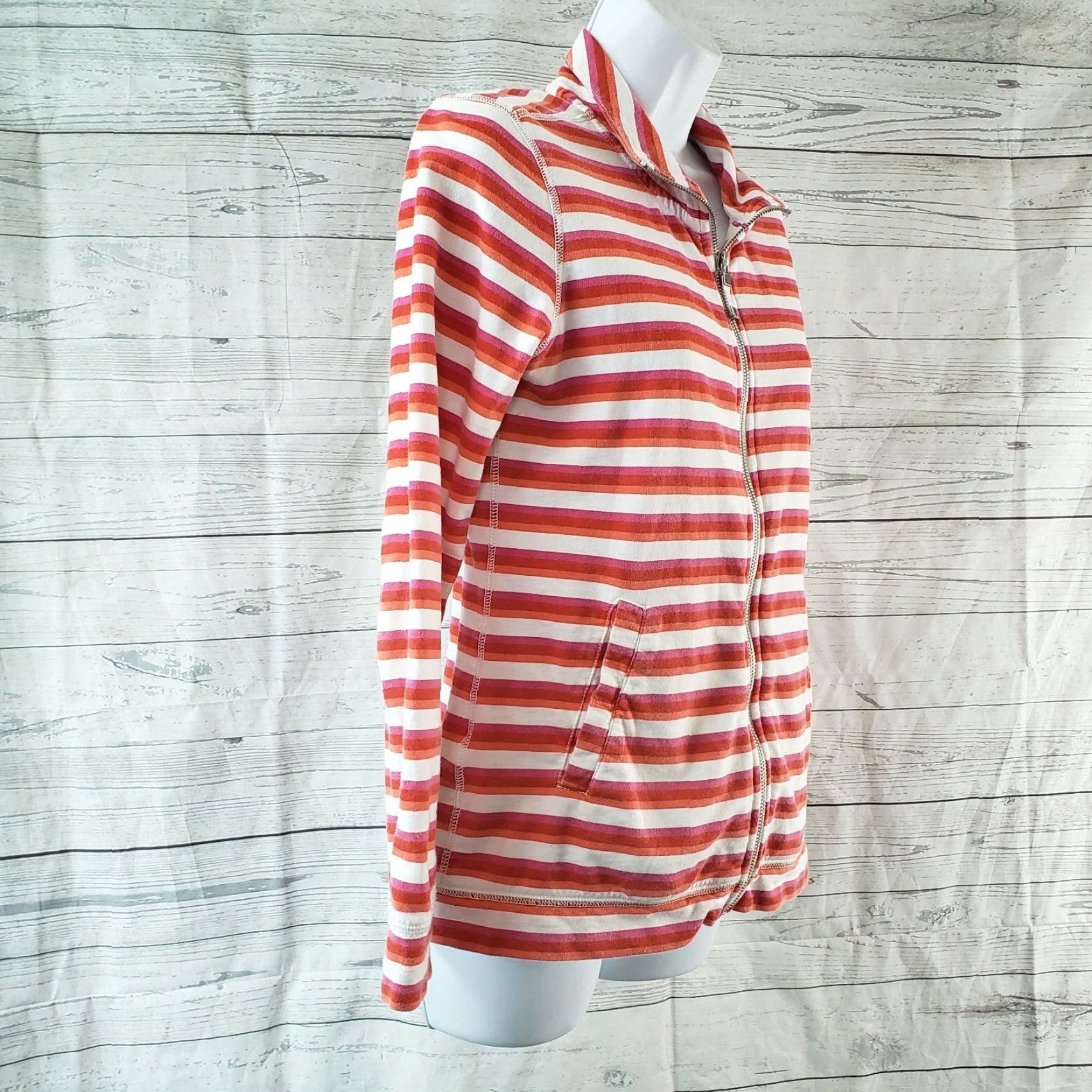 Tommy Bahama Tommy Bahama Womens Full Zip Sweatshirt XS Red White Striped Cotton Sweatshirt Womens XS Red Striped Cotton Zip Full Zip Size XS / US 0-2 / IT 36-38 - 3 Thumbnail