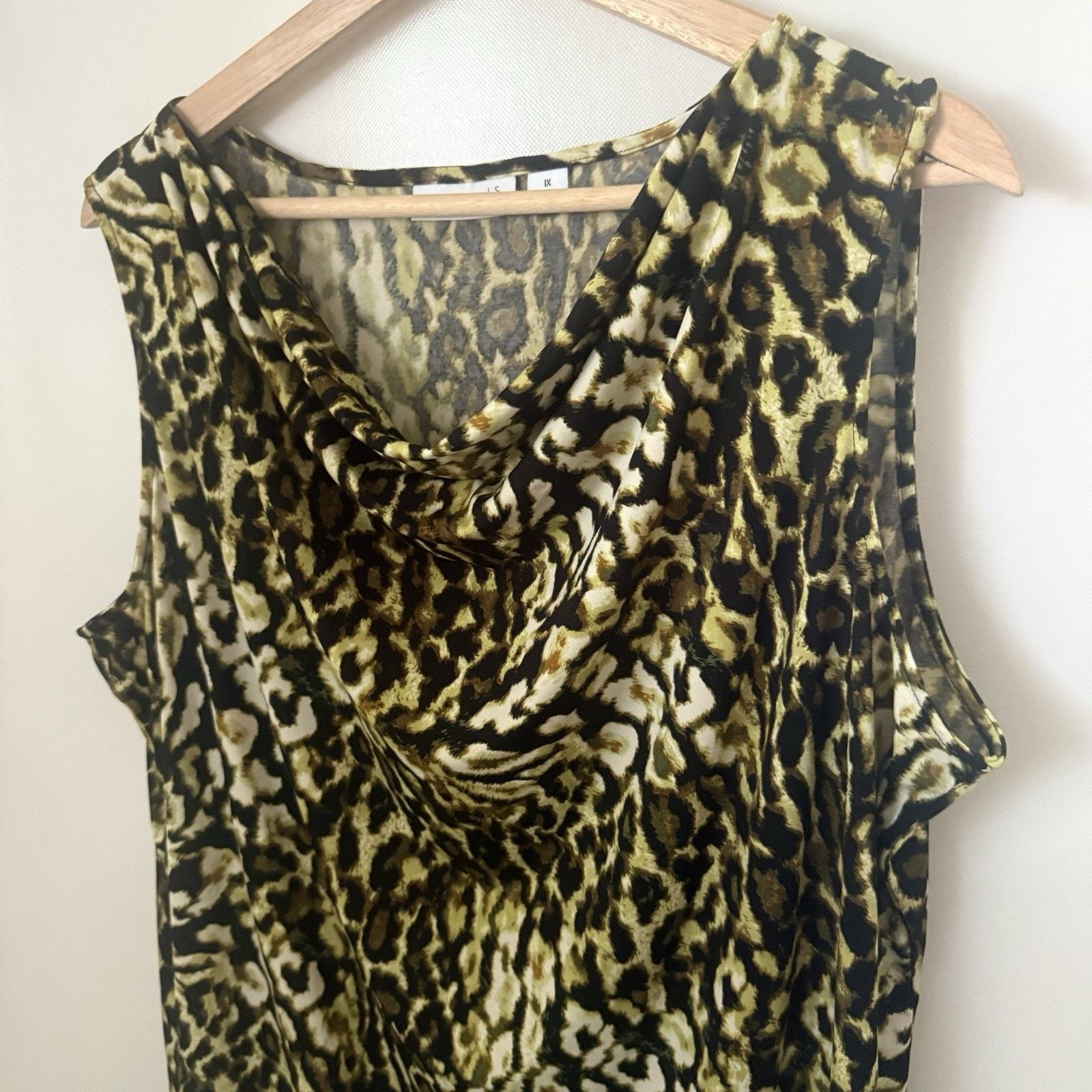 Other Susan Graver Leopard Print Cowl Green Brown Sleeveless Top Size 3XL / US 20-22 - 5 Thumbnail