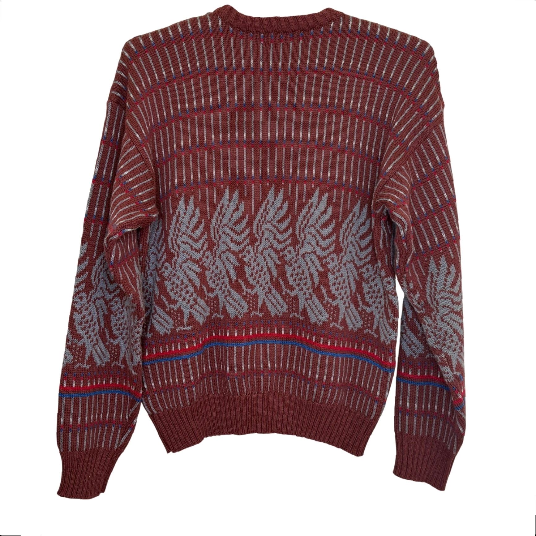 Wrangler VINTAGE Wrangler Sweater Mens Large Burgundy Geometric Pattern Western Graphic Print Crew Neck Knitted Pullover Long Sleeve Fall Winter Casual Mens Size US M / EU 48-50 / 2 - 7 Thumbnail