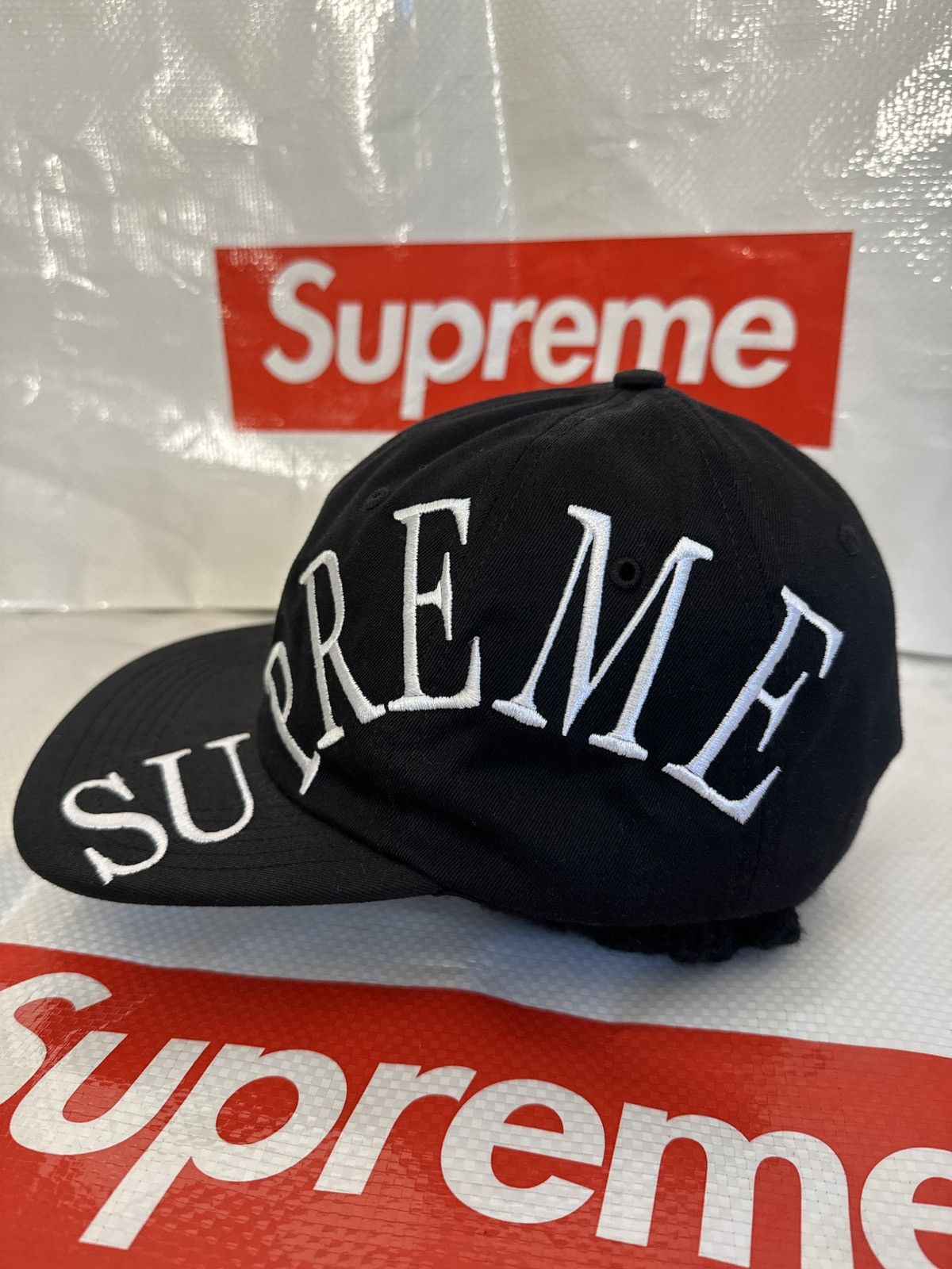 Supreme Supreme side arc logo 6 panel cap hat black ss18 