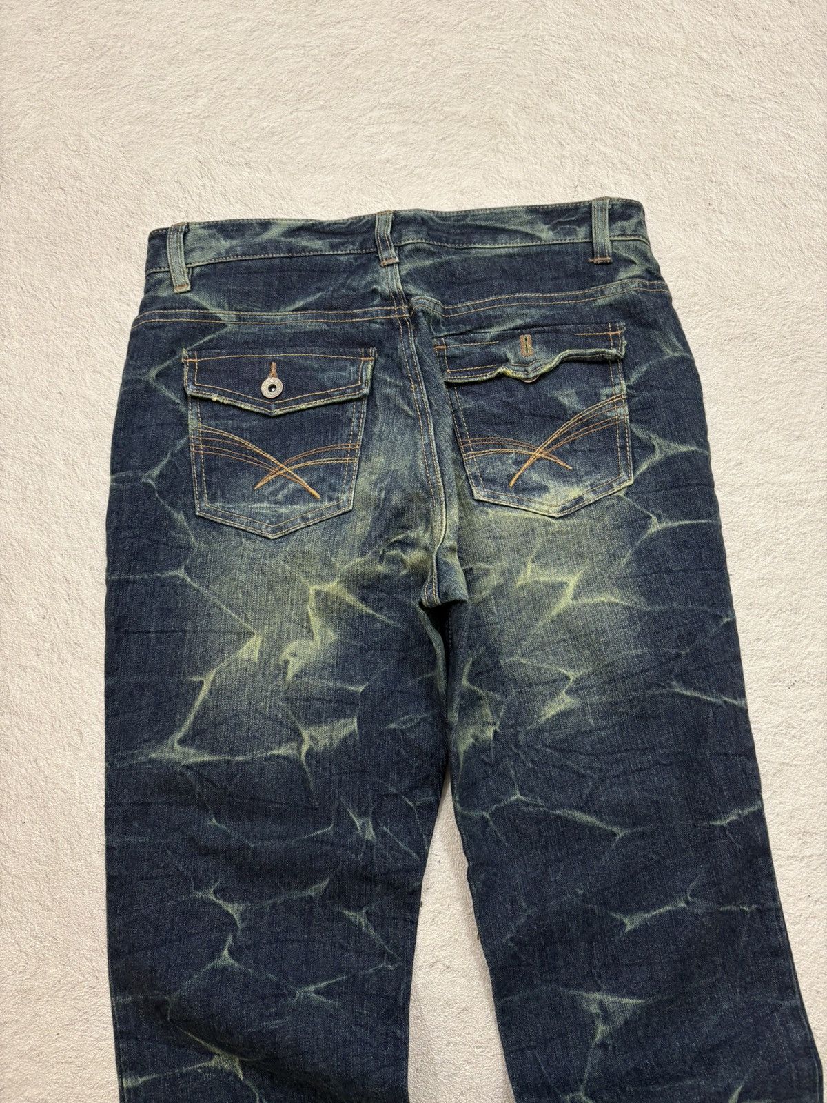 Japanese Brand 00s Japanese Brand Denim Heavy Whiskers Worn Look Y2K Size US 30 / EU 46 - 7 Thumbnail