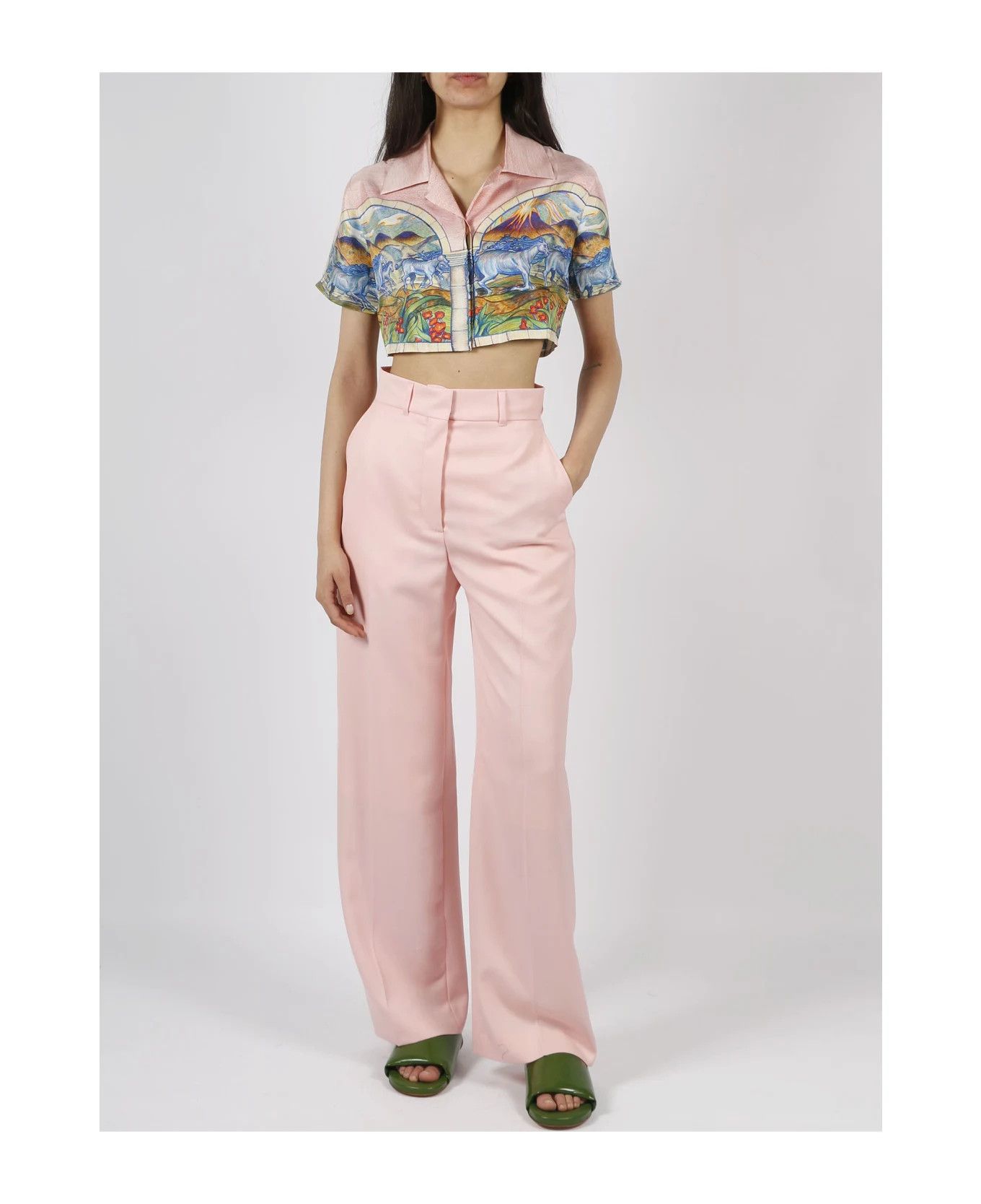 Casablanca o1mle0326 Flare Trousers Pants in Pink Size US 32 / EU 48 - 2 Thumbnail