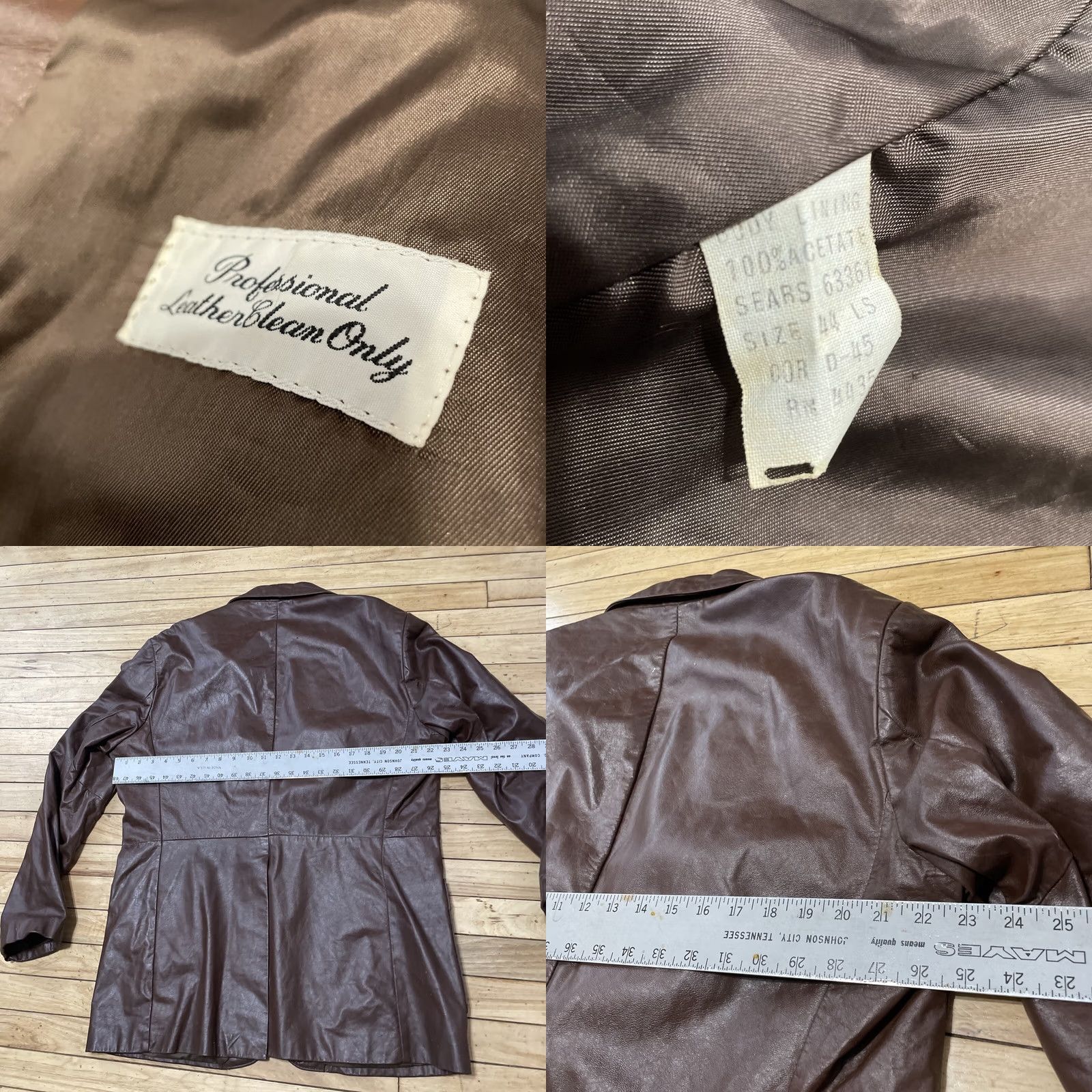 Sears VINTAGE Sears Clipper Mist Men 44 Tall Leather Blazer Jacket Brown 70s Western Chore Style 44T Mens Size 44R - 8 Thumbnail
