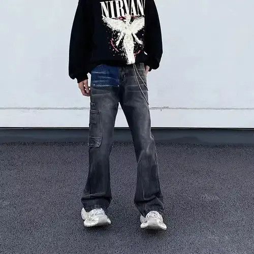 Japanese Brand × Jean Retro high street hip hop draped workwear bootcut jeans Size US 32 / EU 48 - 3 Thumbnail
