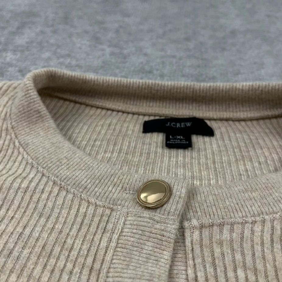 J.Crew J.CREW Cardigan Sweater Womens XL Brown Brushed Ribbed Stretch Knit Classic Casual Cardigan BM323 Size XL / US 12-14 / IT 48-50 - 3 Thumbnail