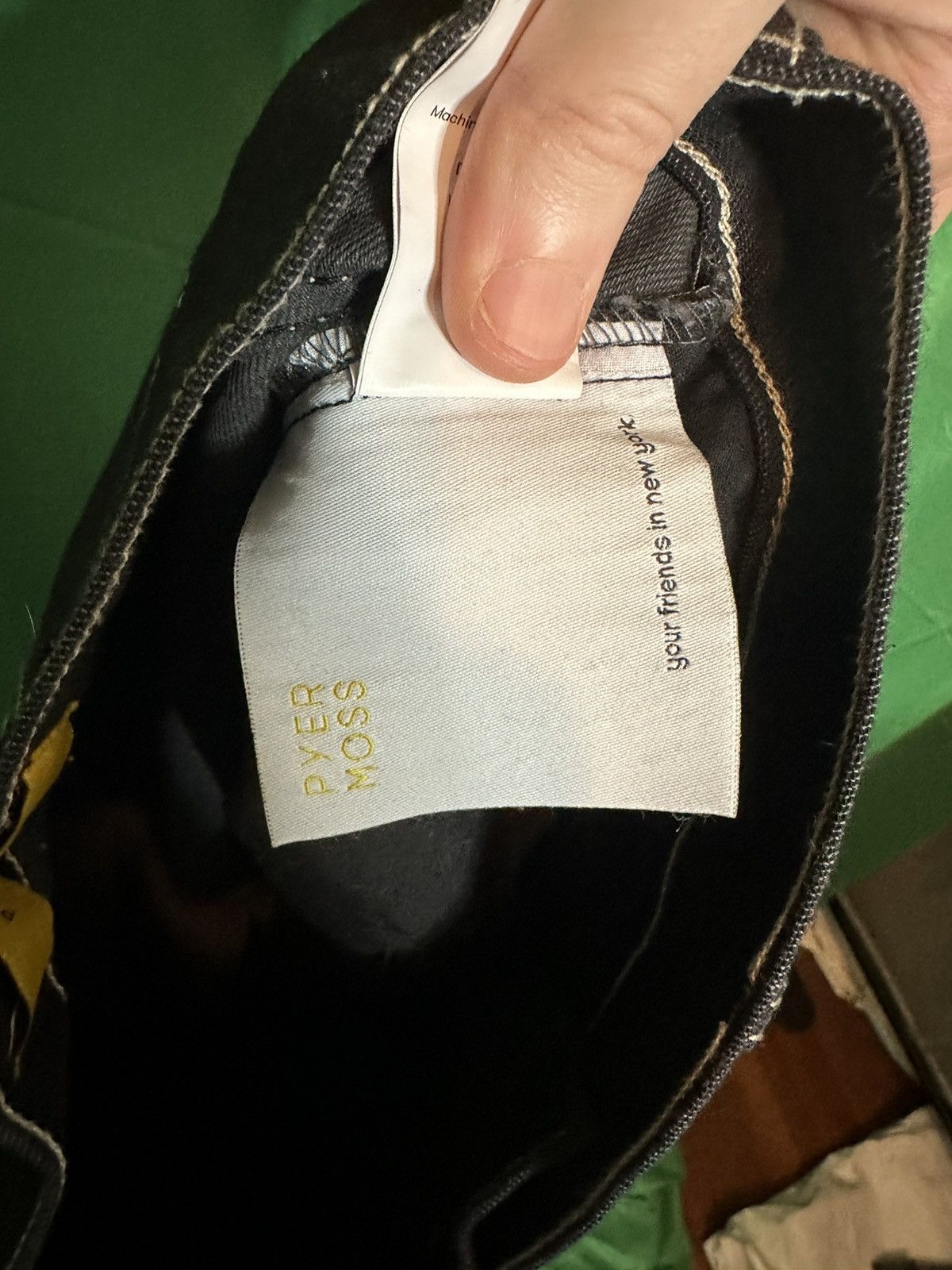 Pyer Moss Black logo embroidered contrast stitch denim jeans NWT Size US 31 - 11 Thumbnail