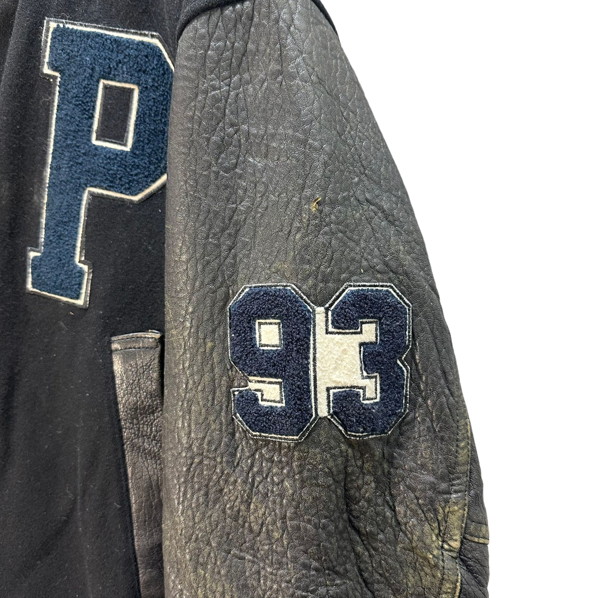 Other TRASHED🔥 PERSPIRE HOMME WOOL LEATHER VARSITY #8921-039 Size US L / EU 52-54 / 3 - 9 Thumbnail