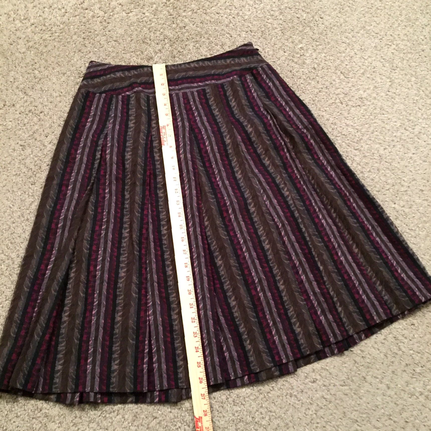Pinko Apostrophe Skirt Midi Lined A-Line Purple Pink Striped Size 4 Women Cotton Regular Vintage No Size 27" / US 4 / IT 40 - 5 Thumbnail