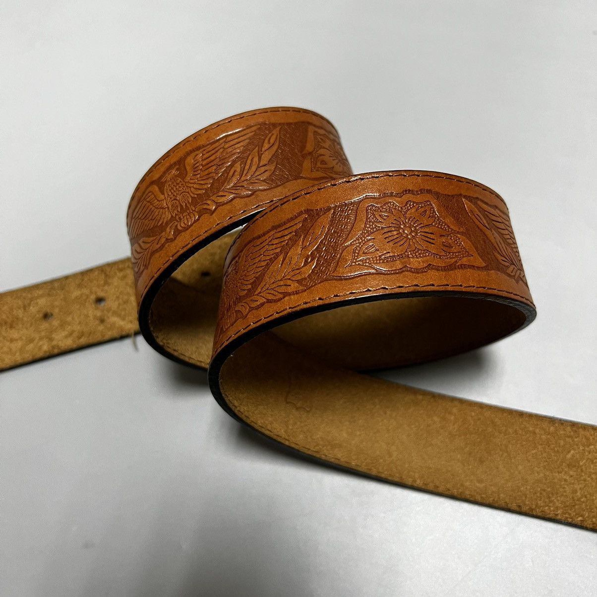 Vintage Vintage leather belt with buckle Size ONE SIZE - 6 Thumbnail