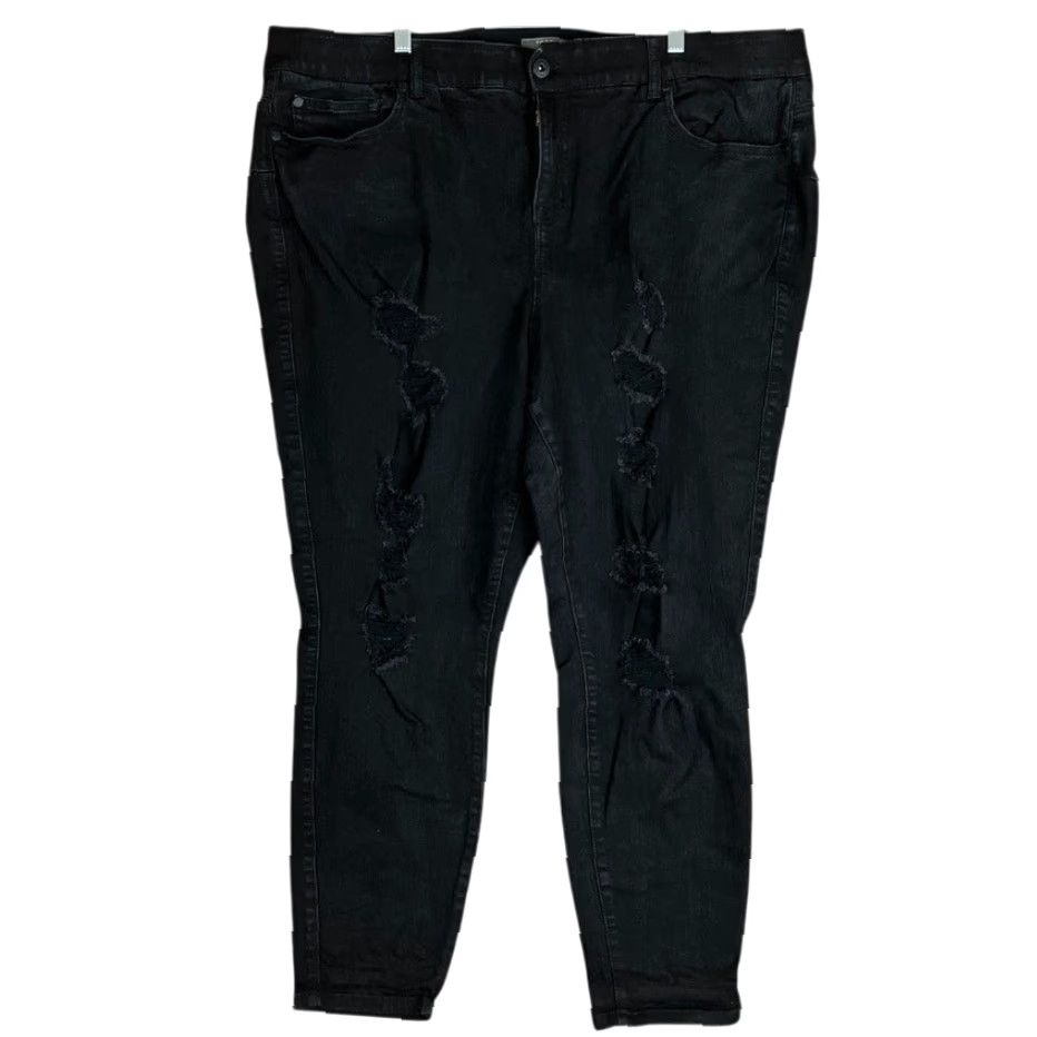 Torrid Torrid Black Feel The Fit Bombshell Skinny Jeans Womens 24R Distressed Stretch 5-Pocket Regular Rise High Waist Zip Button Jeans Size 28" / US 6 / IT 42 - 2 Thumbnail