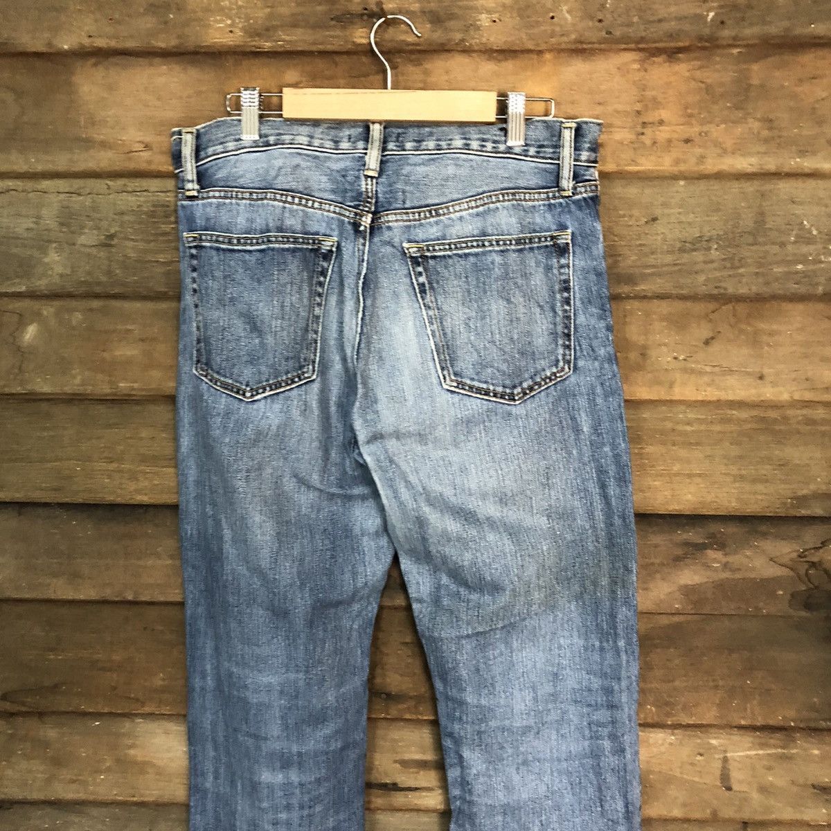 Uniqlo Jeans vintage ripped faded Blue Denim Pants #7385