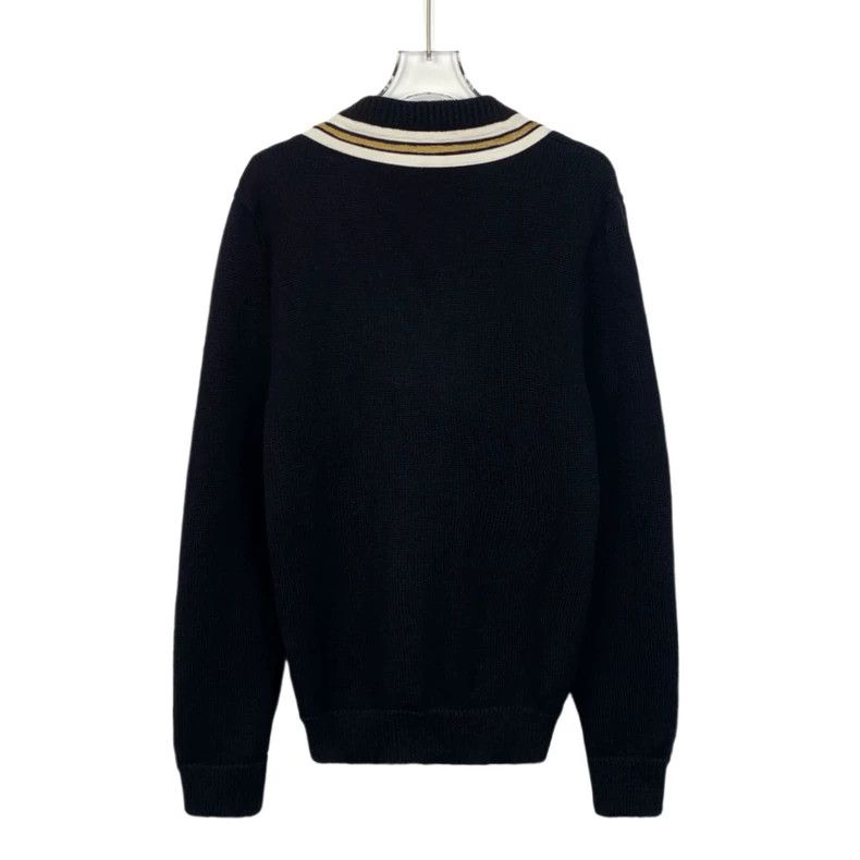 Gucci Gucci Black bee embroidery V-neck wool knitted sweater 2502 Size US S / EU 44-46 / 1 - 2 Thumbnail