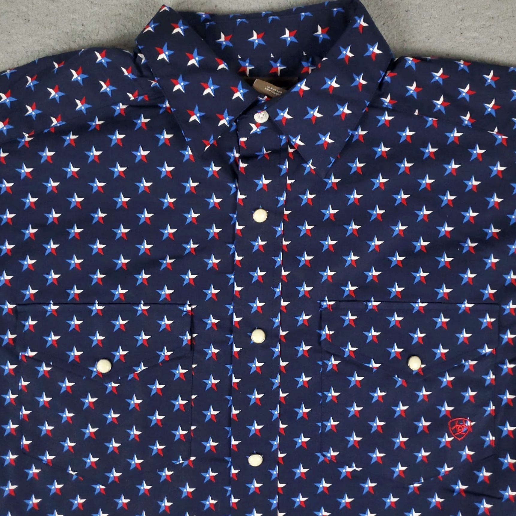Ariat Ariat Shirt Mens Medium Blue Western Pearl Snap Button Long Sleeve Star Print Geometric Pattern 90s Western Mens Size US M / EU 48-50 / 2 - 2 Thumbnail
