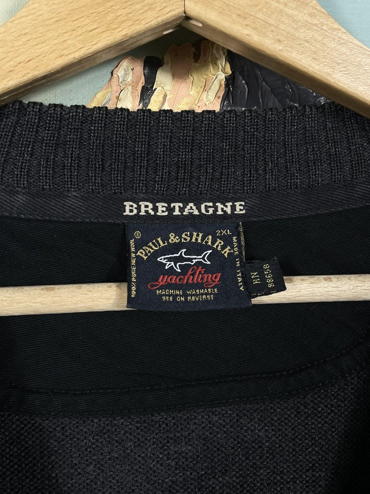 Designer × Paul & Shark × Vintage Retro 90s Black Sweater Paul & Shark Pull Knitwear Jumper Size US XXL / EU 58 / 5 - 8 Thumbnail