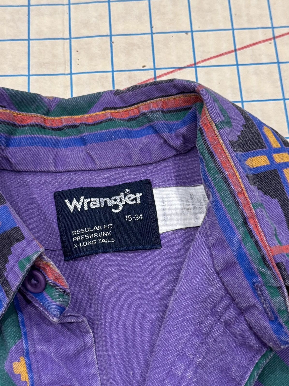 Wrangler Vintage Wrangler Brushpopper Purple Navajo Pattern Button Up Size US L / EU 52-54 / 3 - 6 Thumbnail