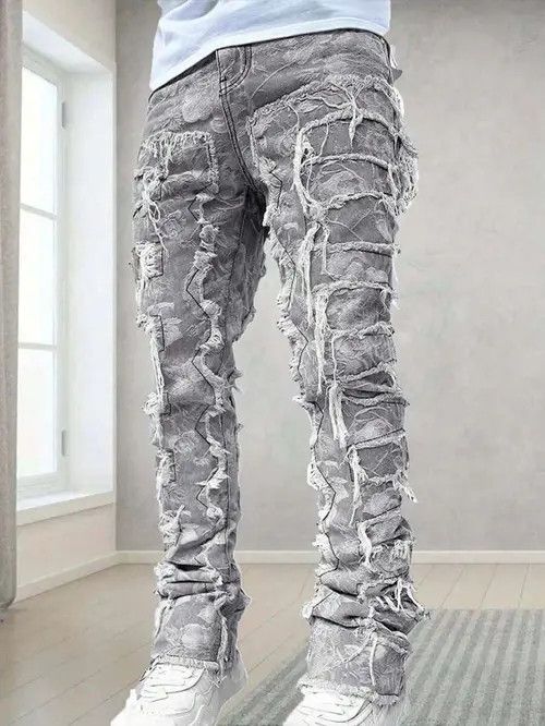 Japanese Brand × Vintage Washed Stacked Distressed Ripped Skinny Jeans Size US 33 - 3 Thumbnail