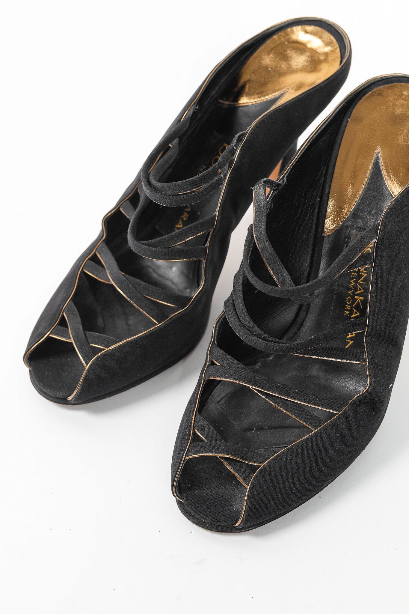 Donna Karan Donna Karan New York Black Criss-Cross Fabric Mules Size US 7.5 / IT 37.5 - 6 Thumbnail