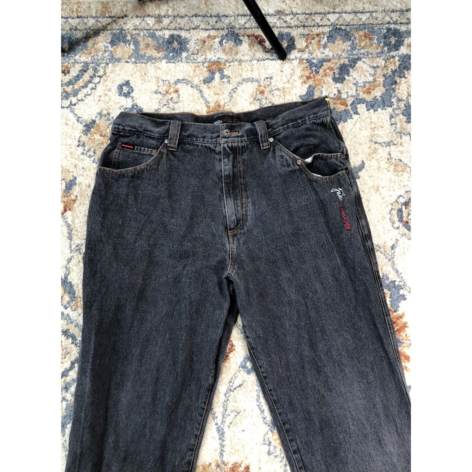Fubu VINTAGE FUBU The Collection Jeans Mens 38x32 Charcoal Relaxed Straight Denim 90s Size US 38 / EU 54 - 2 Thumbnail