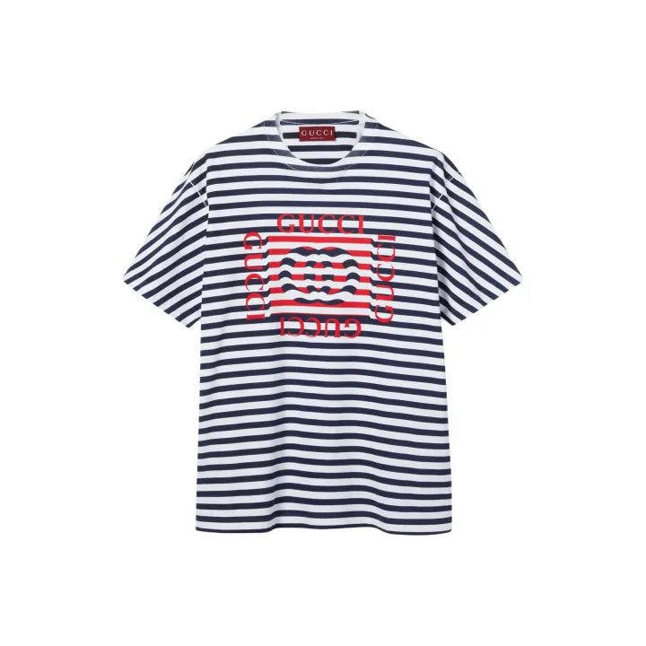 Gucci Gucci FW25 Lido Series Striped Cotton T-Shirt Size US S / EU 44-46 / 1 - 1 Thumbnail