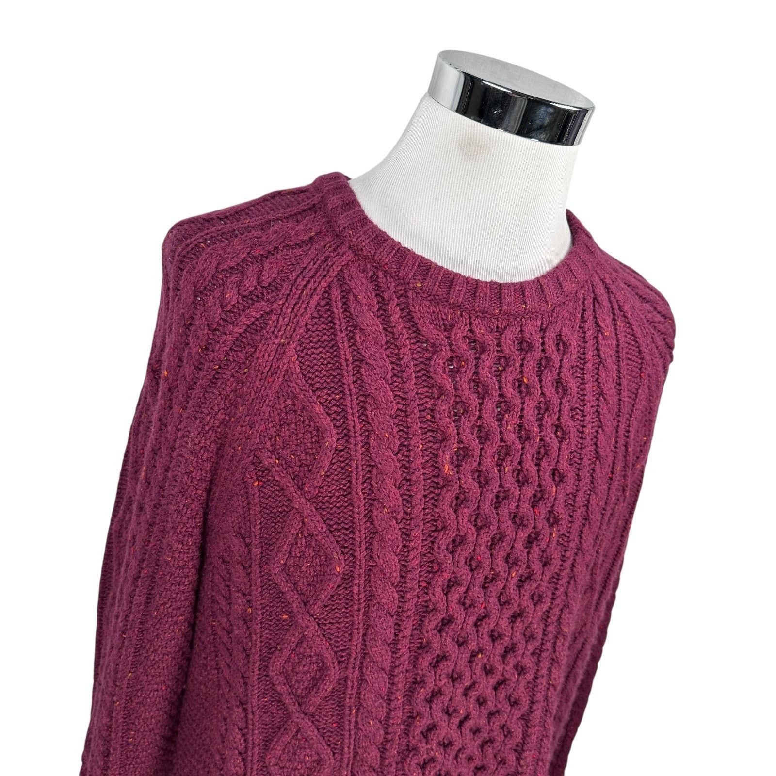 Other Lands End Fisherman Sweater Men L Maroon Confetti Pullover Size US L / EU 52-54 / 3 - 2 Thumbnail